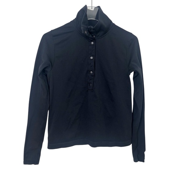 Athleta Flurry Seamless Henley Black Long Sleeve - Picture 2 of 8